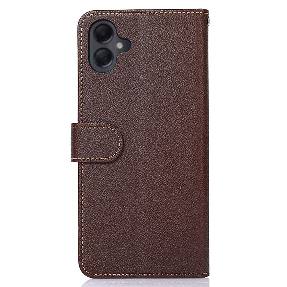KHAZNEH For Samsung Galaxy A06 Case RFID Blocking Wallet PU Leather Phone Cover - Brown