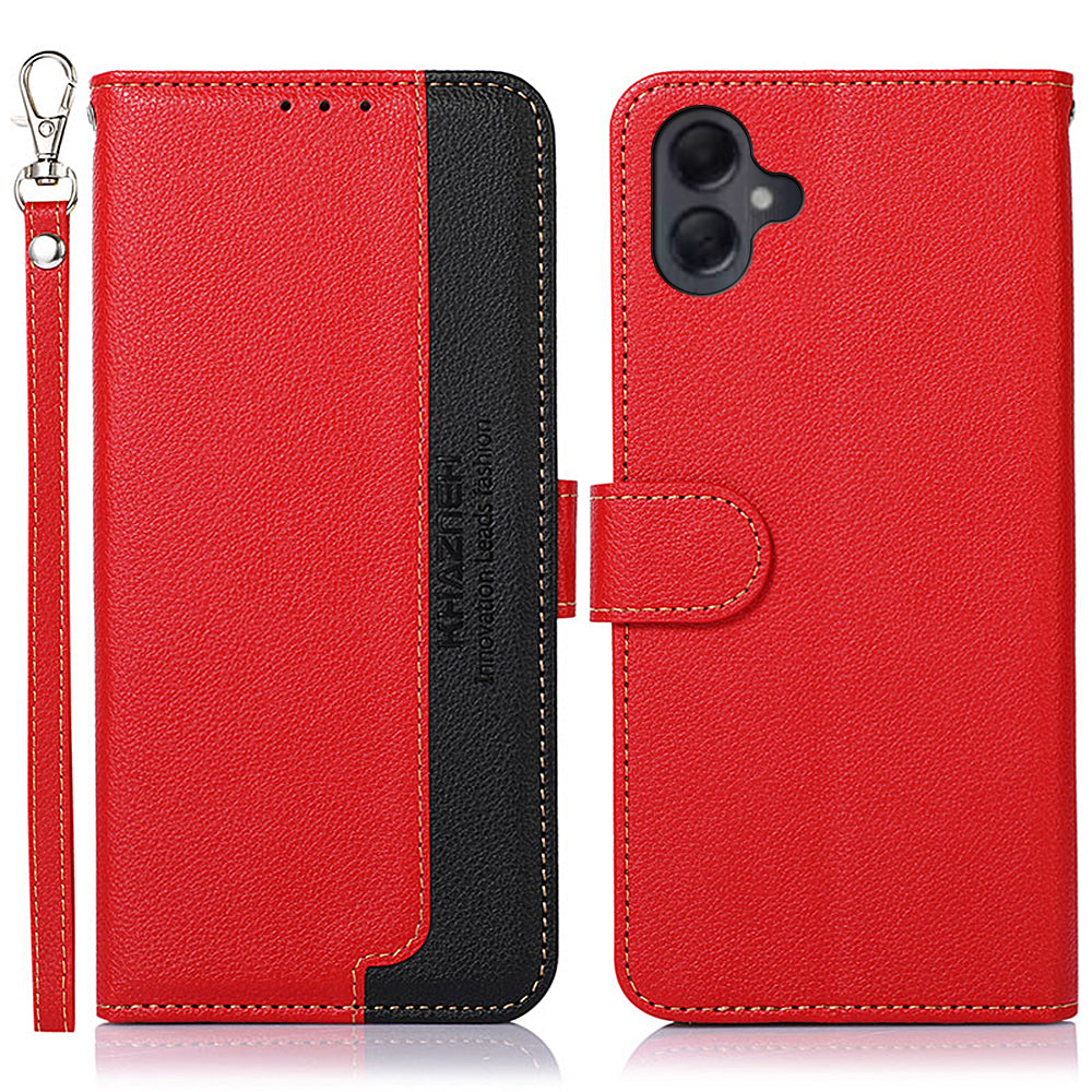 KHAZNEH For Samsung Galaxy A06 Case RFID Blocking Wallet PU Leather Phone Cover - Red