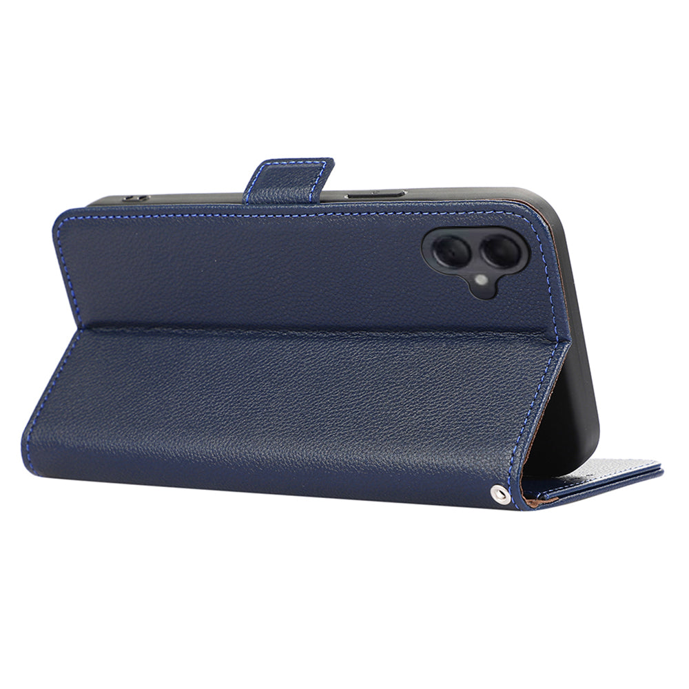 ABEEL For Samsung Galaxy A06 Case Litchi Texture Leather RFID Blocking Phone Cover - Blue