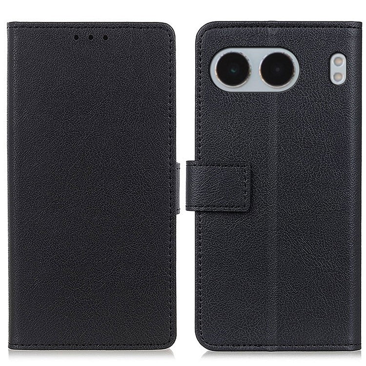 For OnePlus Nord 4 Case PU Leather Stand Wallet Phone Cover - Black