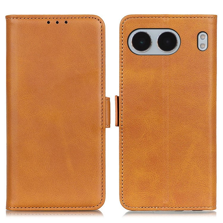 For OnePlus Nord 4 Case Stand Cowhide Texture PU Leather Phone Cover - Yellow