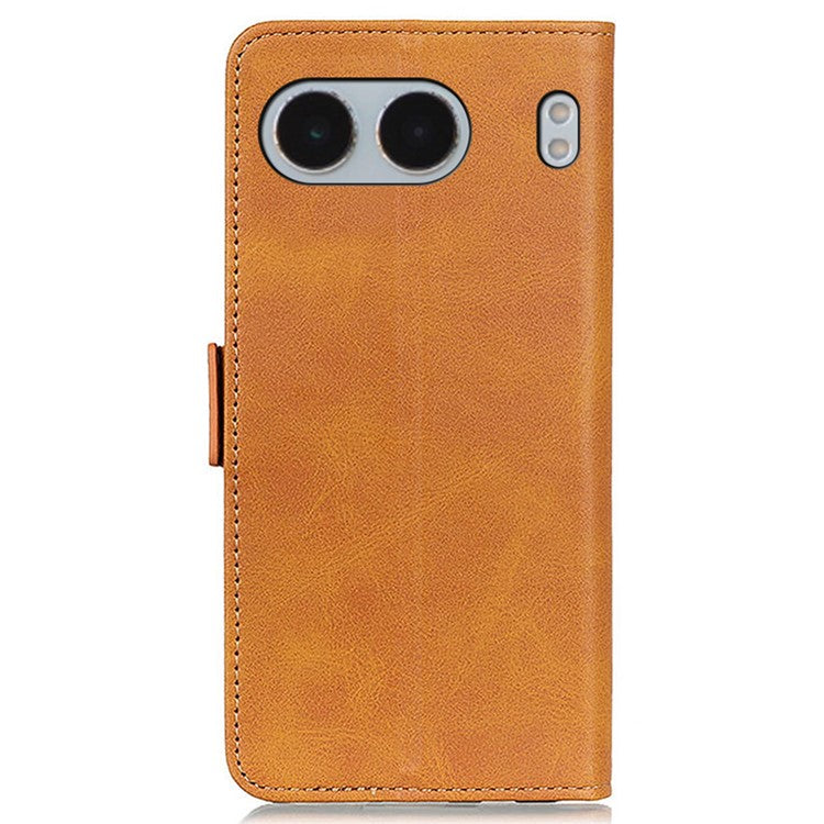 For OnePlus Nord 4 Case Stand Cowhide Texture PU Leather Phone Cover - Yellow