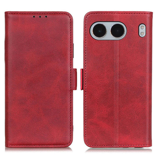For OnePlus Nord 4 Case Stand Cowhide Texture PU Leather Phone Cover - Red