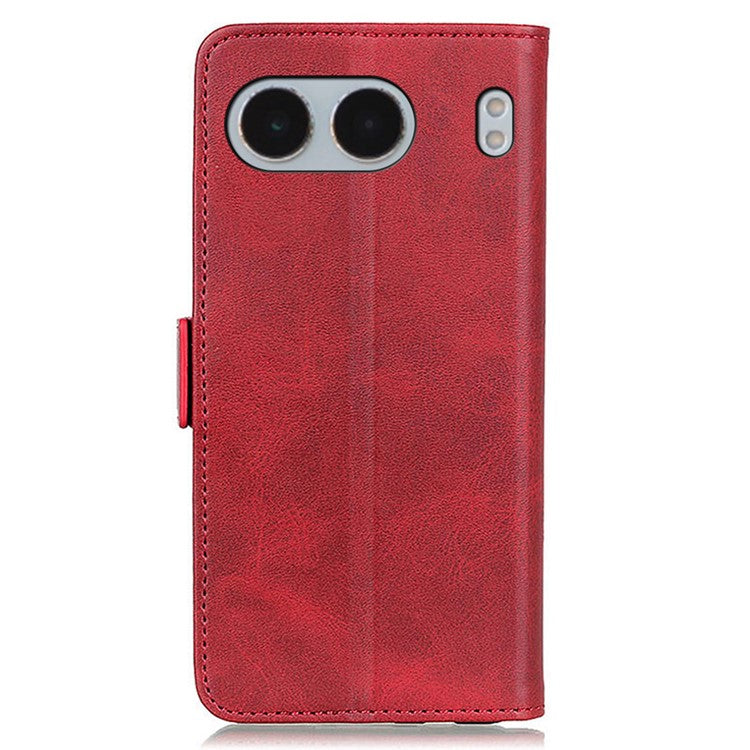 For OnePlus Nord 4 Case Stand Cowhide Texture PU Leather Phone Cover - Red