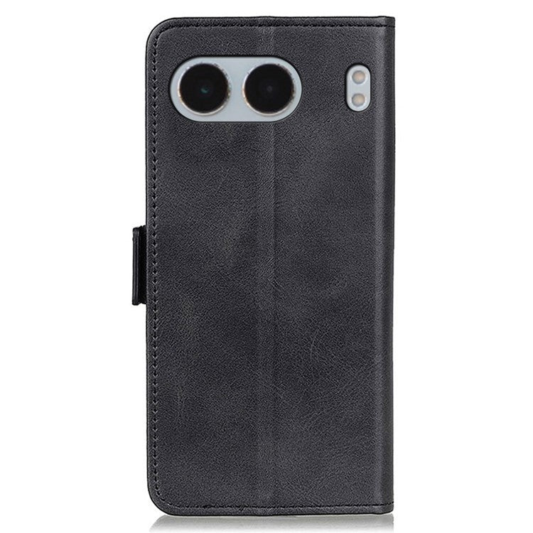 For OnePlus Nord 4 Case Stand Cowhide Texture PU Leather Phone Cover - Black