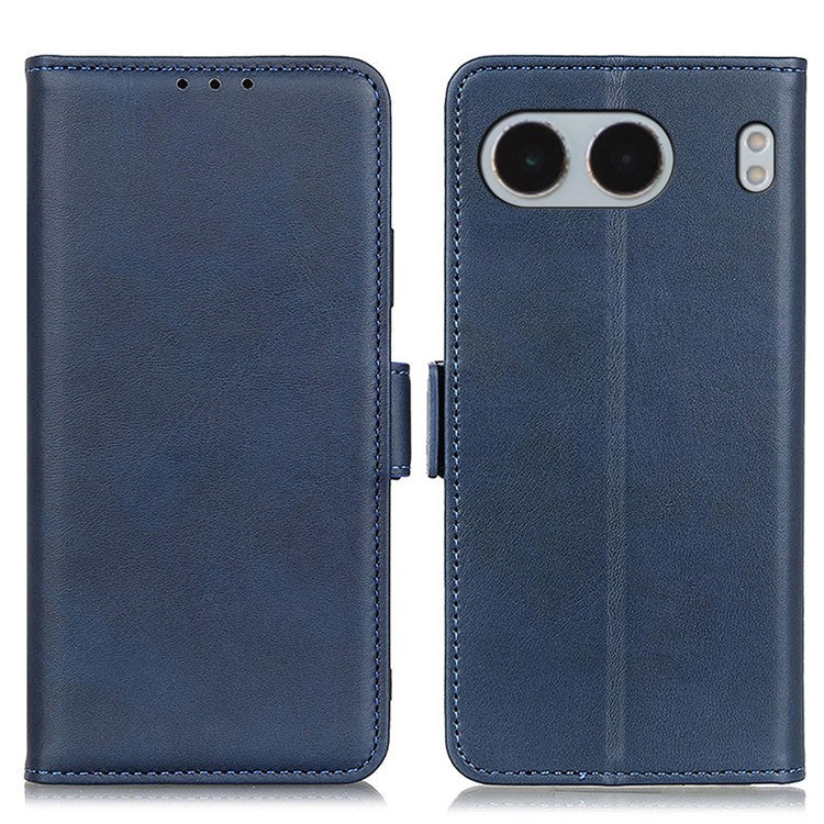 For OnePlus Nord 4 Case Stand Cowhide Texture PU Leather Phone Cover - Blue
