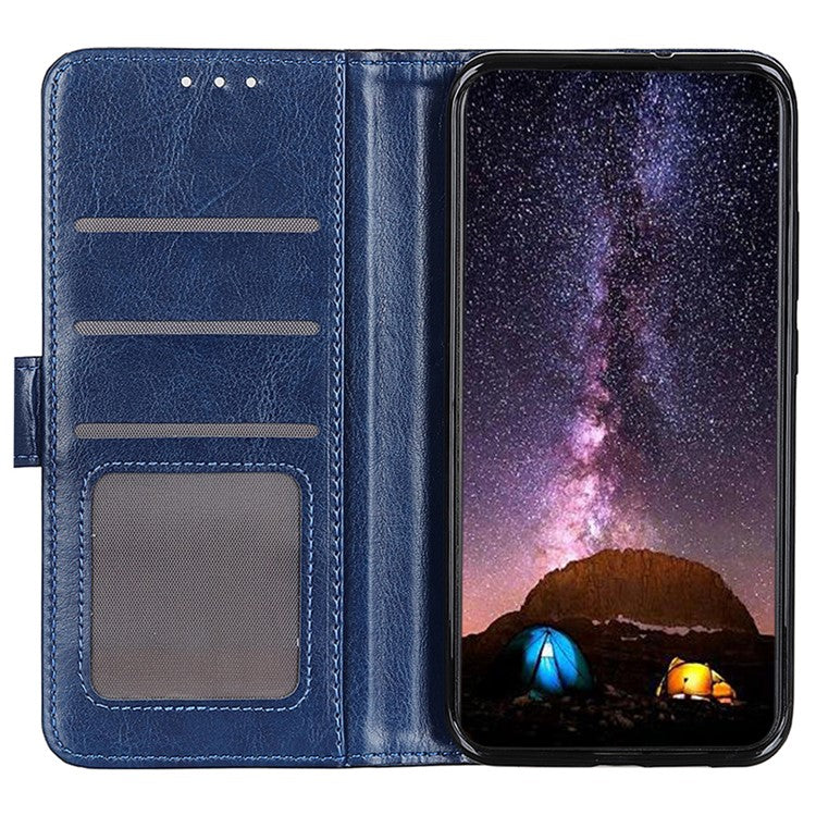 For OnePlus Nord 4 Case Crazy Horse Texture PU Leather Phone Stand Cover - Blue