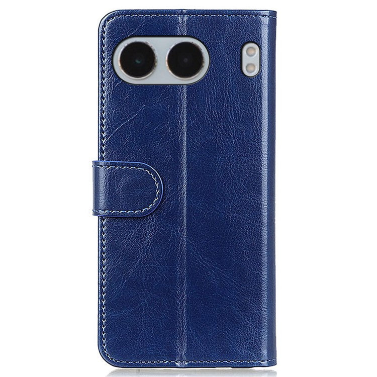 For OnePlus Nord 4 Case Crazy Horse Texture PU Leather Phone Stand Cover - Blue