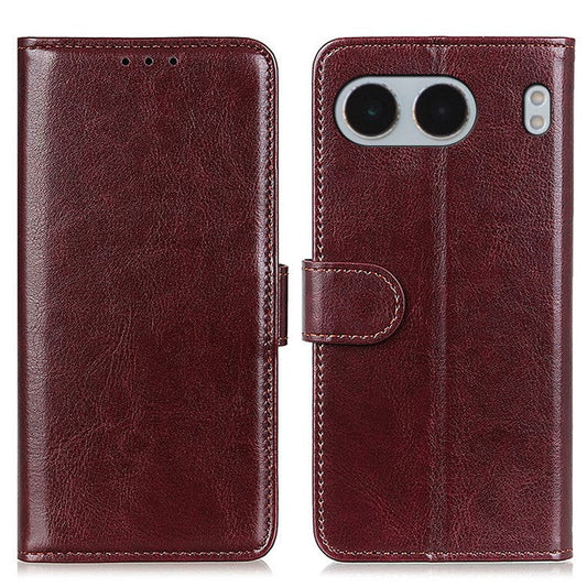 For OnePlus Nord 4 Case Crazy Horse Texture PU Leather Phone Stand Cover - Brown