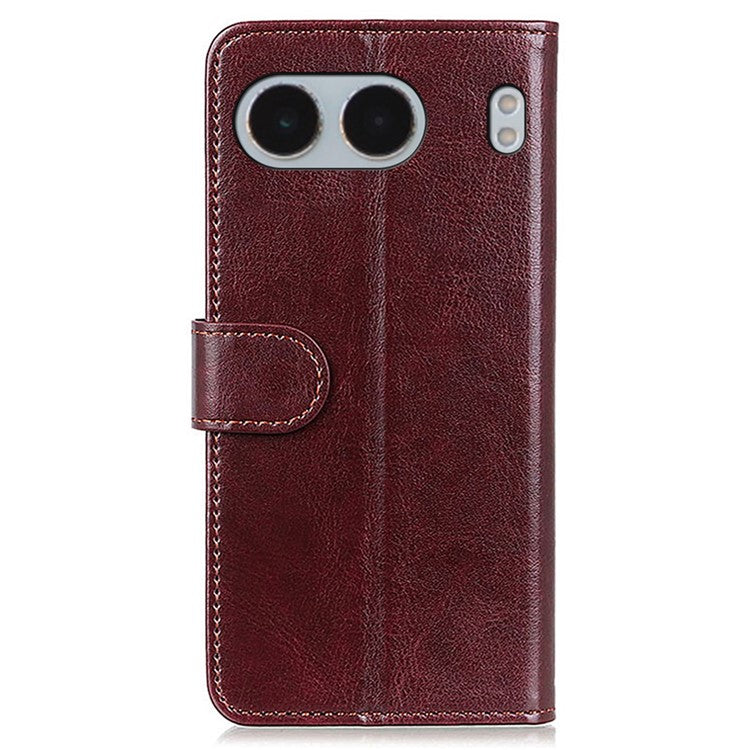 For OnePlus Nord 4 Case Crazy Horse Texture PU Leather Phone Stand Cover - Brown
