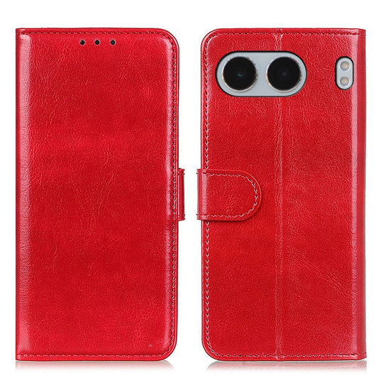 For OnePlus Nord 4 Case Crazy Horse Texture PU Leather Phone Stand Cover - Red