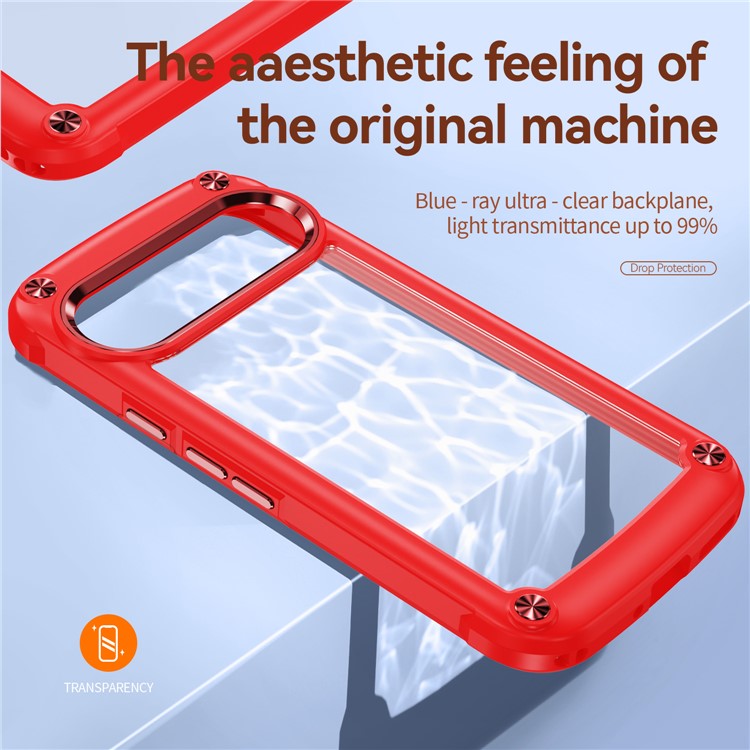 For Google Pixel 9 / 9 Pro Case Anti-Drop Alloy Lens Frame PC+TPU Phone Cover - Red