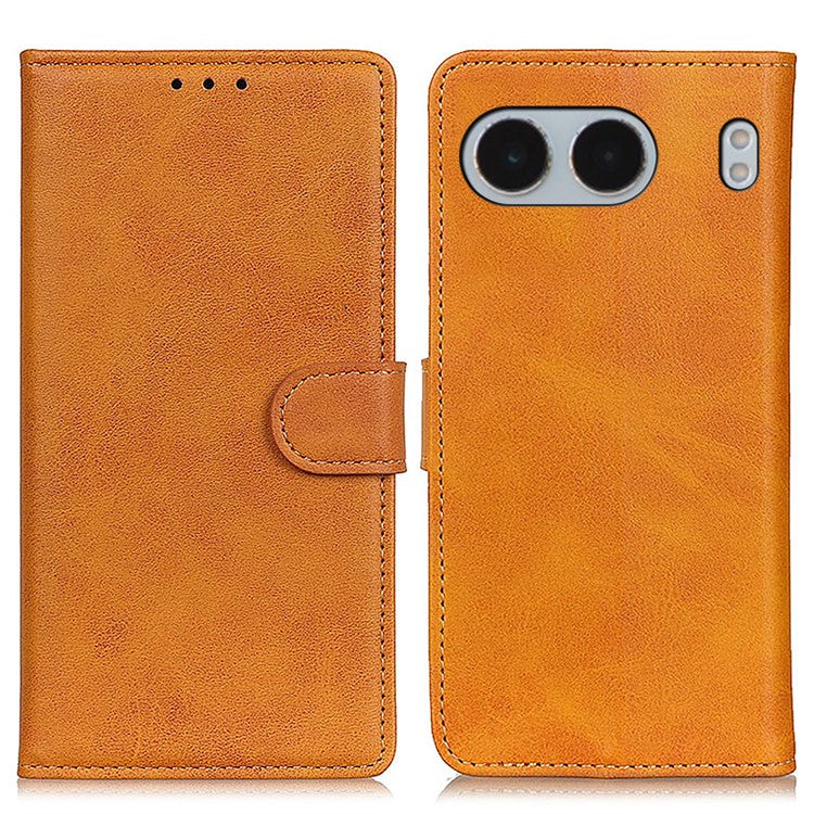 For OnePlus Nord 4 Stand Wallet Case Cowhide Texture Leather Phone Cover - Brown
