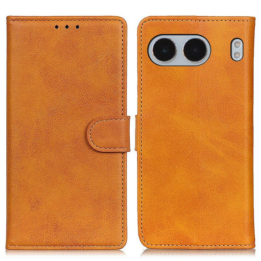 For OnePlus Nord 4 Stand Wallet Case Cowhide Texture Leather Phone Cover - Brown