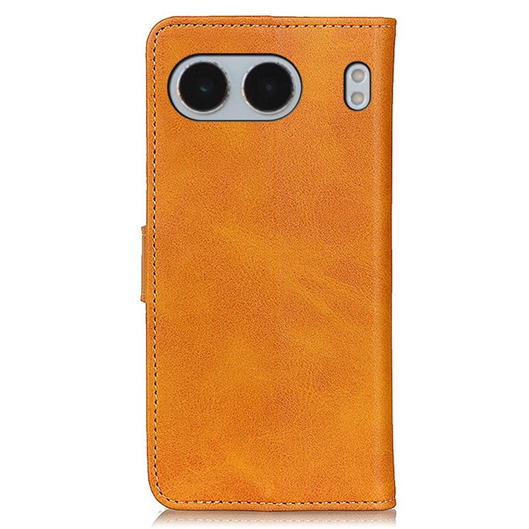 For OnePlus Nord 4 Stand Wallet Case Cowhide Texture Leather Phone Cover - Brown