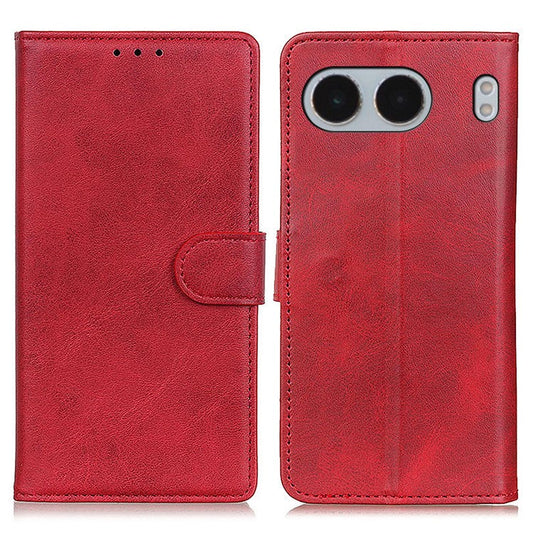 For OnePlus Nord 4 Stand Wallet Case Cowhide Texture Leather Phone Cover - Red