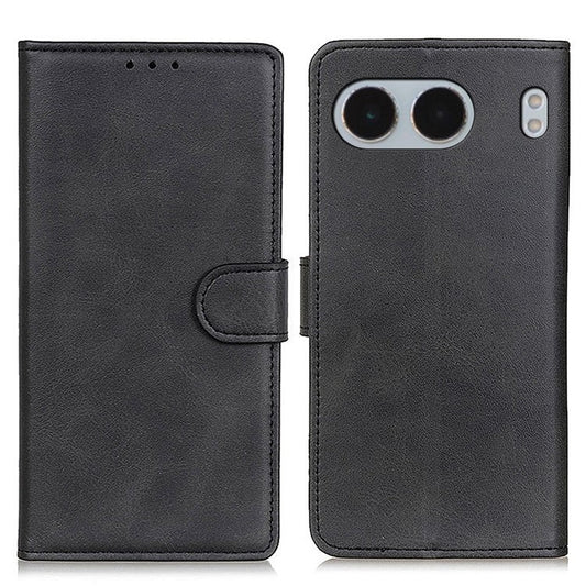For OnePlus Nord 4 Stand Wallet Case Cowhide Texture Leather Phone Cover - Black