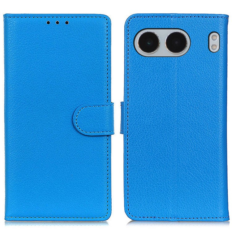 For OnePlus Nord 4 Wallet Case PU Leather Phone Cover Litchi Texture - Blue