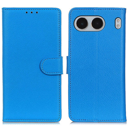 For OnePlus Nord 4 Wallet Case PU Leather Phone Cover Litchi Texture - Blue