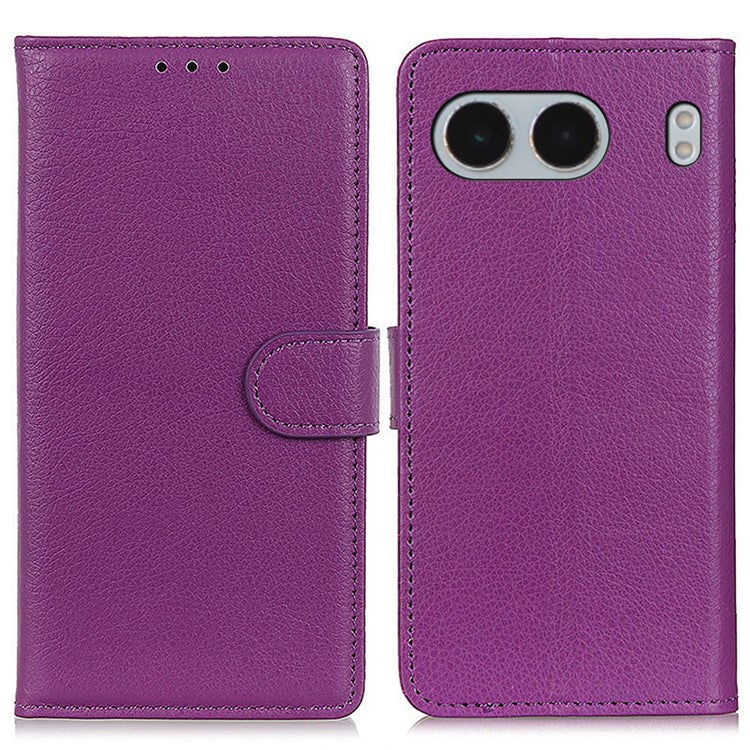 For OnePlus Nord 4 Wallet Case PU Leather Phone Cover Litchi Texture - Purple