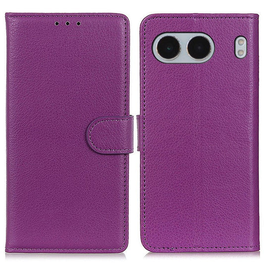 For OnePlus Nord 4 Wallet Case PU Leather Phone Cover Litchi Texture - Purple