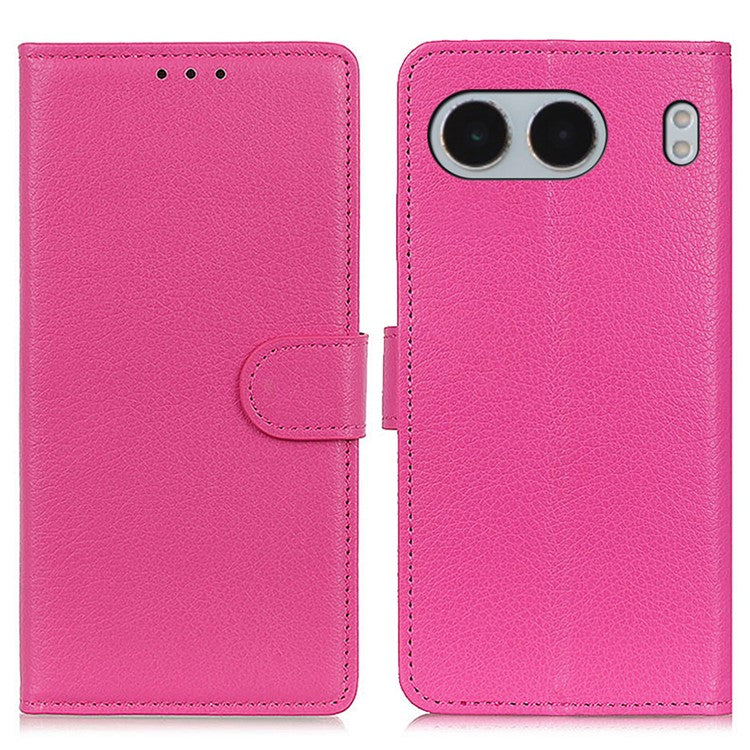 For OnePlus Nord 4 Wallet Case PU Leather Phone Cover Litchi Texture - Rose