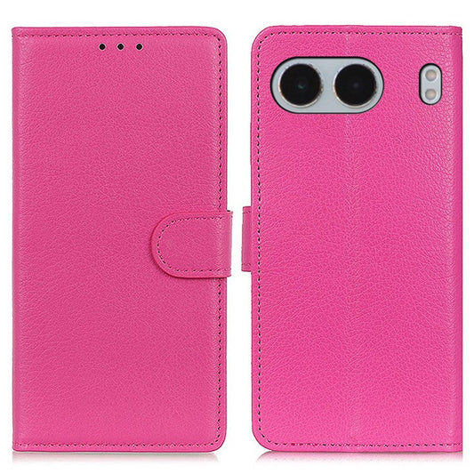 For OnePlus Nord 4 Wallet Case PU Leather Phone Cover Litchi Texture - Rose