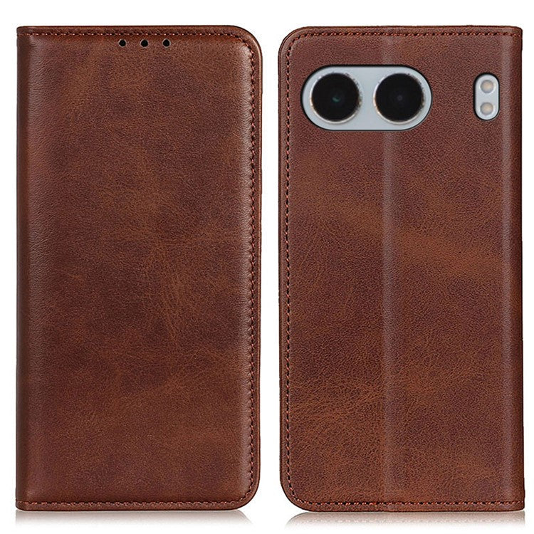 For OnePlus Nord 4 Case Split Leather Flip Wallet Phone Cover - Coffee