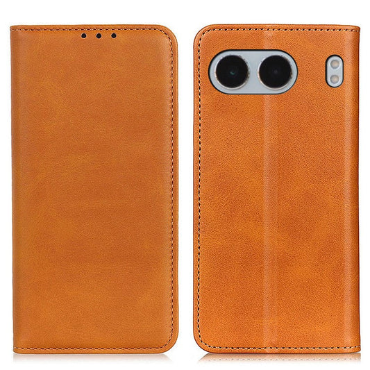For OnePlus Nord 4 Case Split Leather Flip Wallet Phone Cover - Brown - Brown