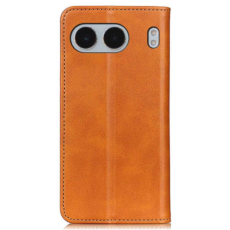 For OnePlus Nord 4 Case Split Leather Flip Wallet Phone Cover - Brown - Brown