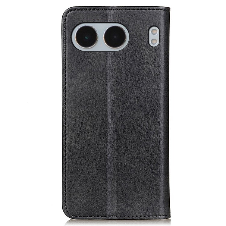 For OnePlus Nord 4 Case Split Leather Flip Wallet Phone Cover - Brown - Black
