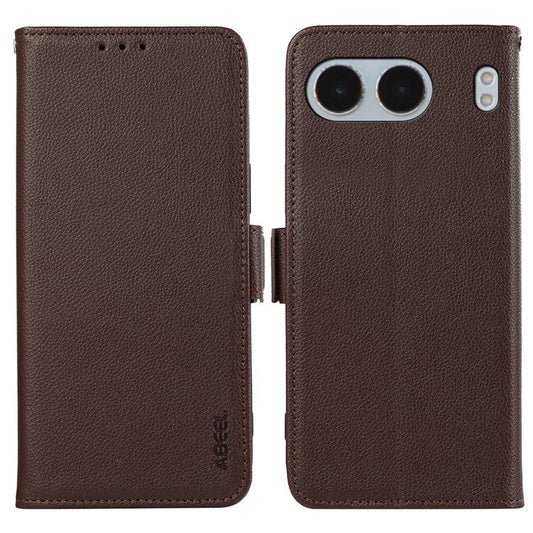 ABEEL For OnePlus Nord 4 Case Litchi Texture Leather RFID Blocking Phone Cover - Brown