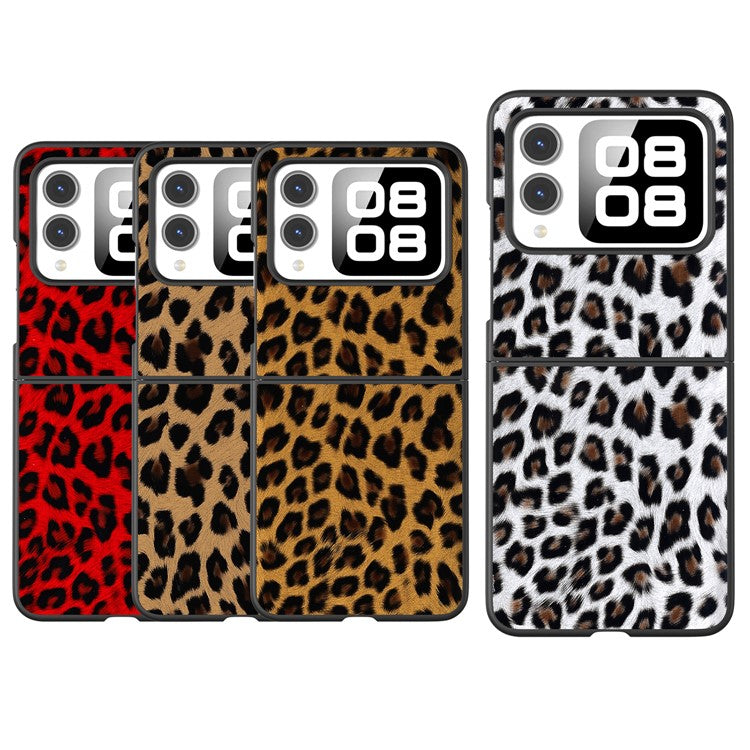 For Huawei nova Flip 5G Case Black Edge Leather+PC Leopard Pattern Phone Cover - Champagne Gold