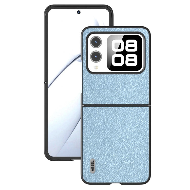 ABEEL For Huawei nova Flip 5G Case Litchi Texture Genuine Cow Leather+PC Phone Cover - Baby Blue