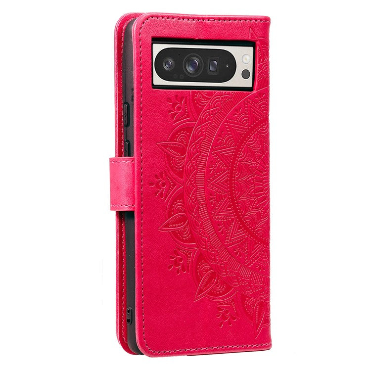 For Google Pixel 9 Pro XL Case Imprinted Totem PU Leather Wallet Stand Phone Cover - Rose