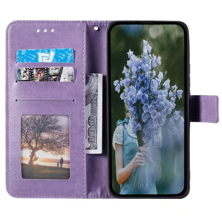 For Google Pixel 9 / 9 Pro Case Imprinted Totem PU Leather Wallet Stand Phone Cover - Purple