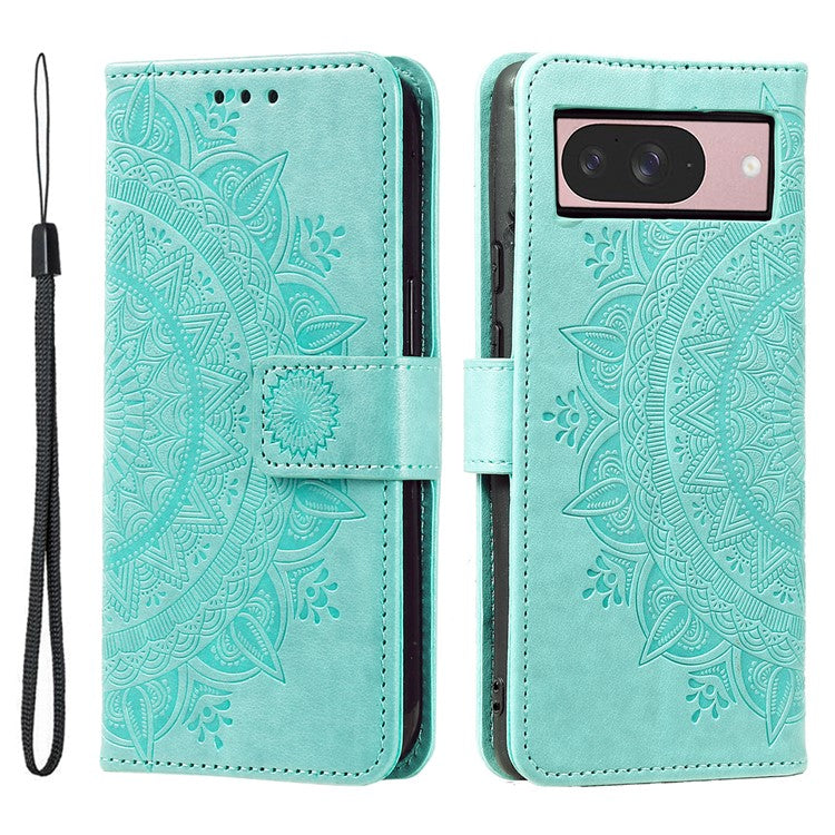 For Google Pixel 9 / 9 Pro Case Imprinted Totem PU Leather Wallet Stand Phone Cover - Green