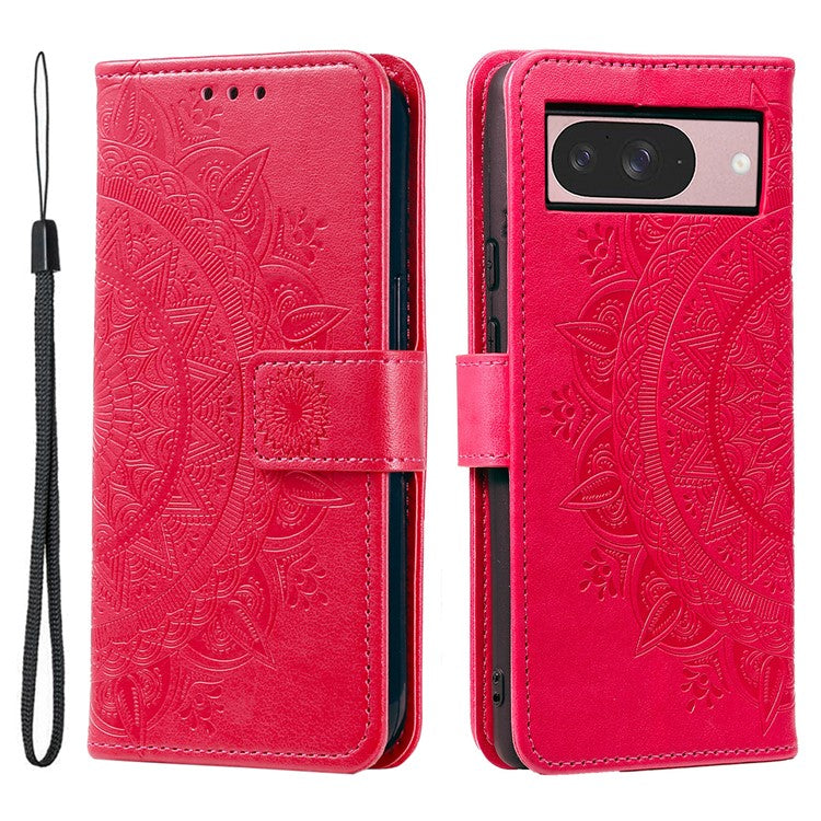 For Google Pixel 9 / 9 Pro Case Imprinted Totem PU Leather Wallet Stand Phone Cover - Rose