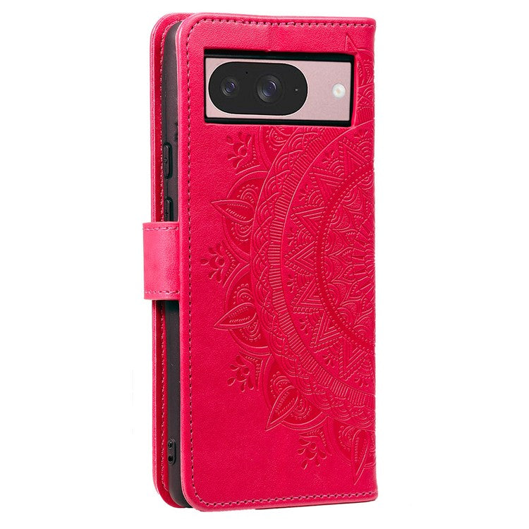 For Google Pixel 9 / 9 Pro Case Imprinted Totem PU Leather Wallet Stand Phone Cover - Rose