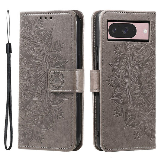 For Google Pixel 9 / 9 Pro Case Imprinted Totem PU Leather Wallet Stand Phone Cover - Grey
