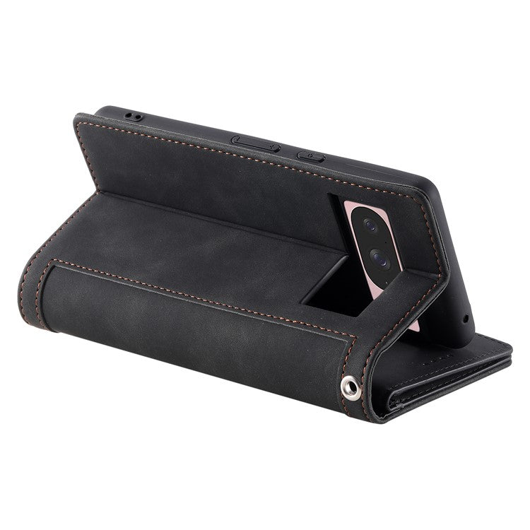 For Google Pixel 9 / 9 Pro Case PU Leather Phone Cover with Zipper Wallet 9 Card Slots - Black