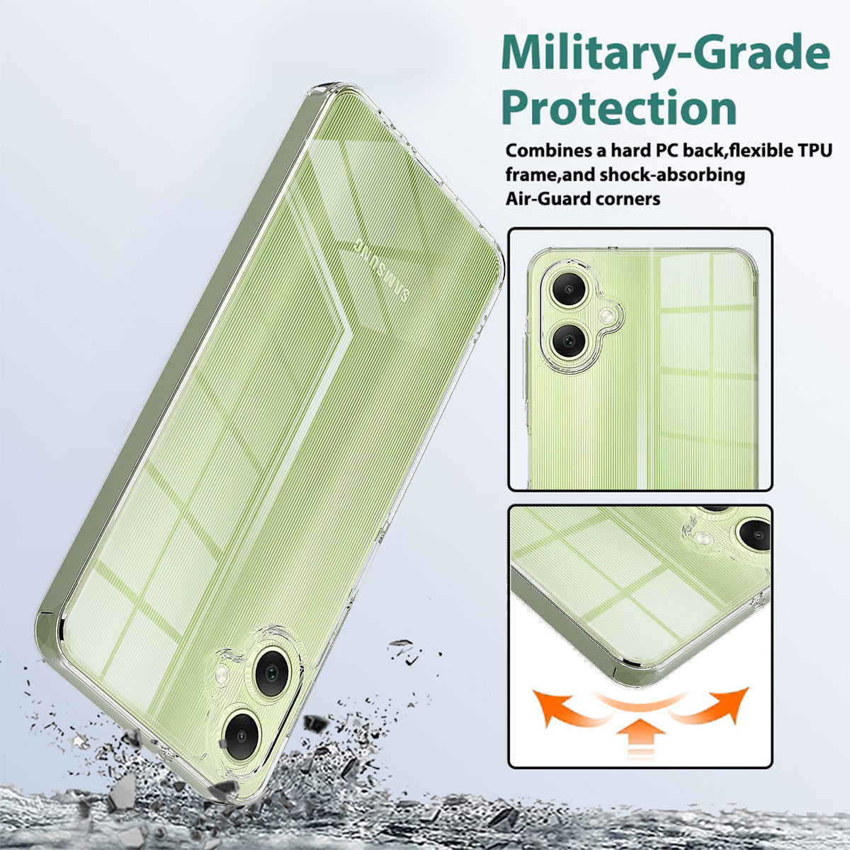 For Samsung Galaxy A06 Clear Phone Case TPU+Acrylic Shockproof Phone Back Cover