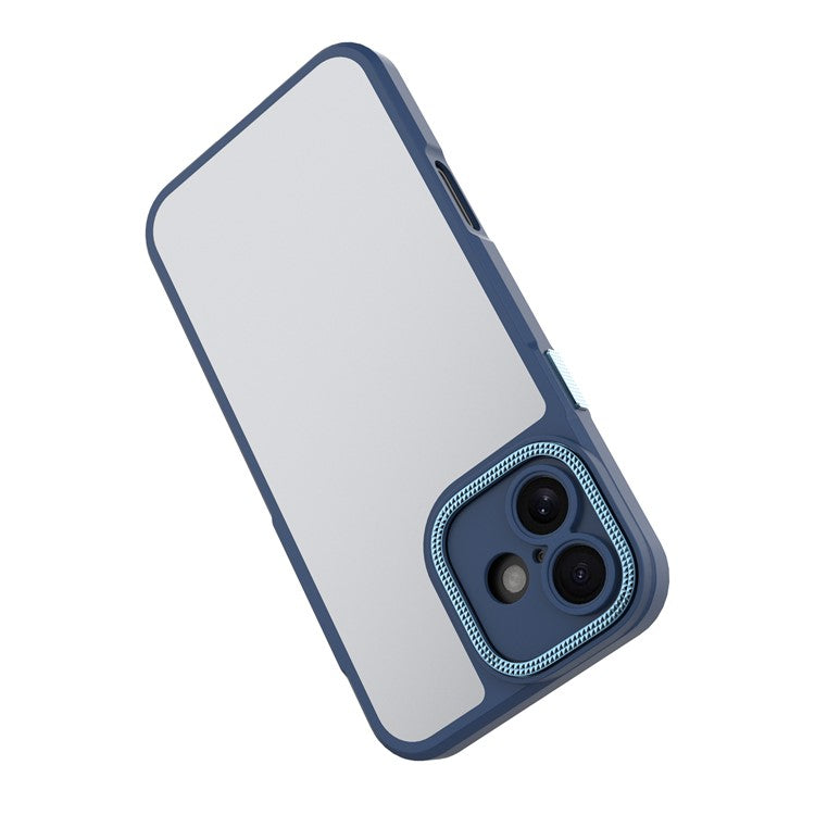 For iPhone 16 Plus Case Matte Anti-Fingerprint PC+TPU Phone Back Cover - Blue