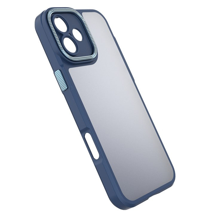 For iPhone 16 Plus Case Matte Anti-Fingerprint PC+TPU Phone Back Cover - Blue