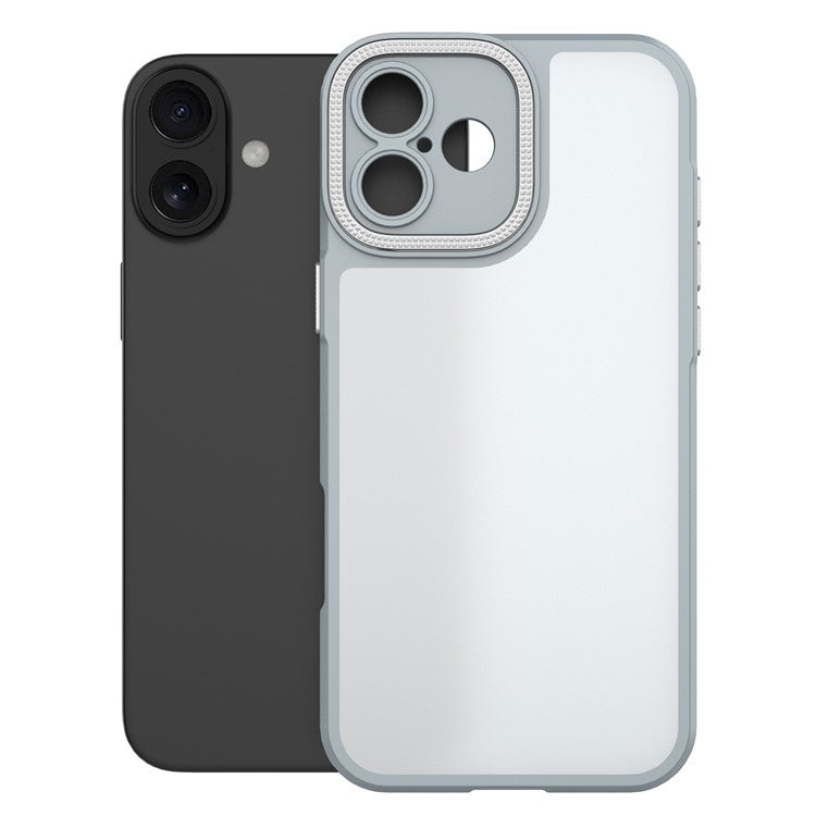 For iPhone 16 Case Matte Anti-fingerprint PC+TPU Phone Back Cover - Grey