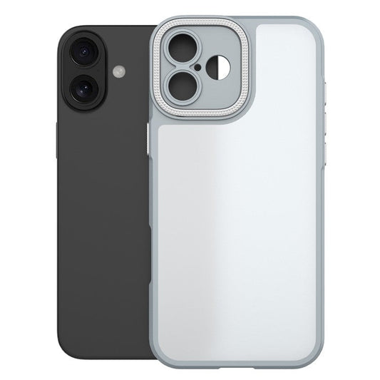 For iPhone 16 Case Matte Anti-fingerprint PC+TPU Phone Back Cover - Grey