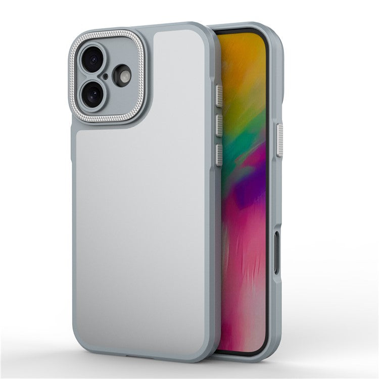 For iPhone 16 Case Matte Anti-fingerprint PC+TPU Phone Back Cover - Grey