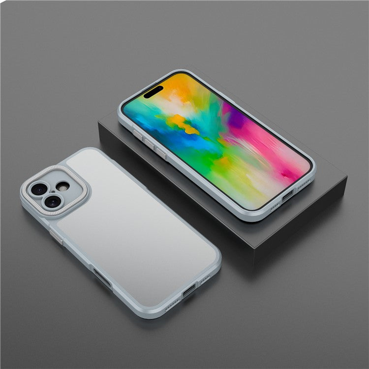 For iPhone 16 Case Matte Anti-fingerprint PC+TPU Phone Back Cover - Grey