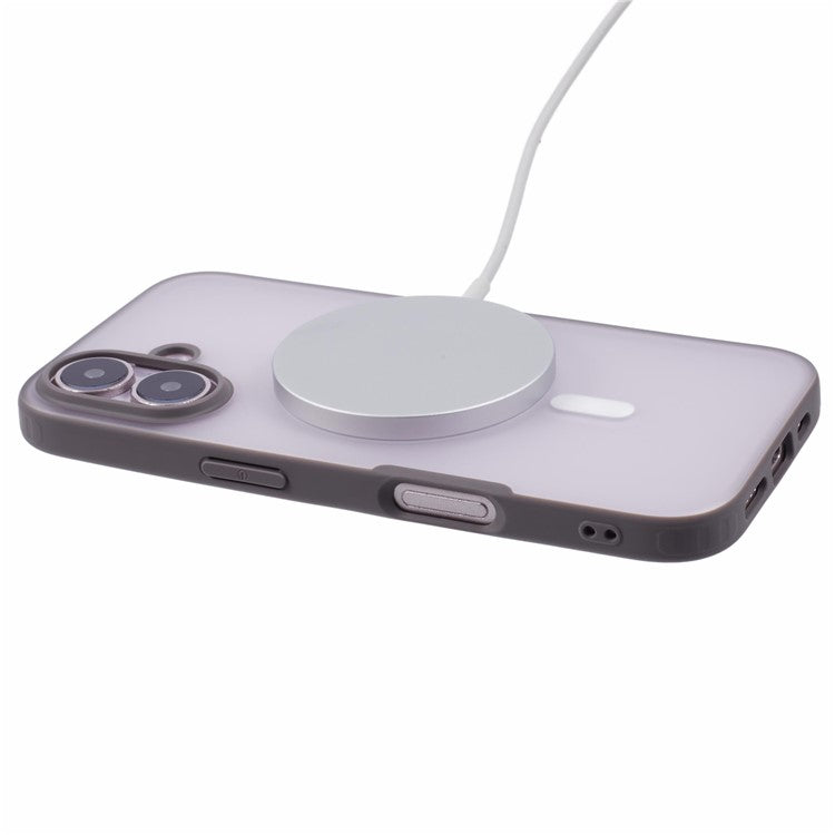 X-LEVEL For iPhone 16 Magnetic Case PC+TPU Matte Anti-Drop Cell Phone Cover - Grey