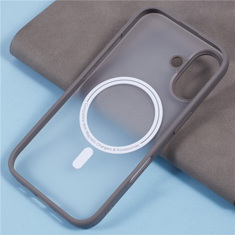 X-LEVEL For iPhone 16 Magnetic Case PC+TPU Matte Anti-Drop Cell Phone Cover - Grey